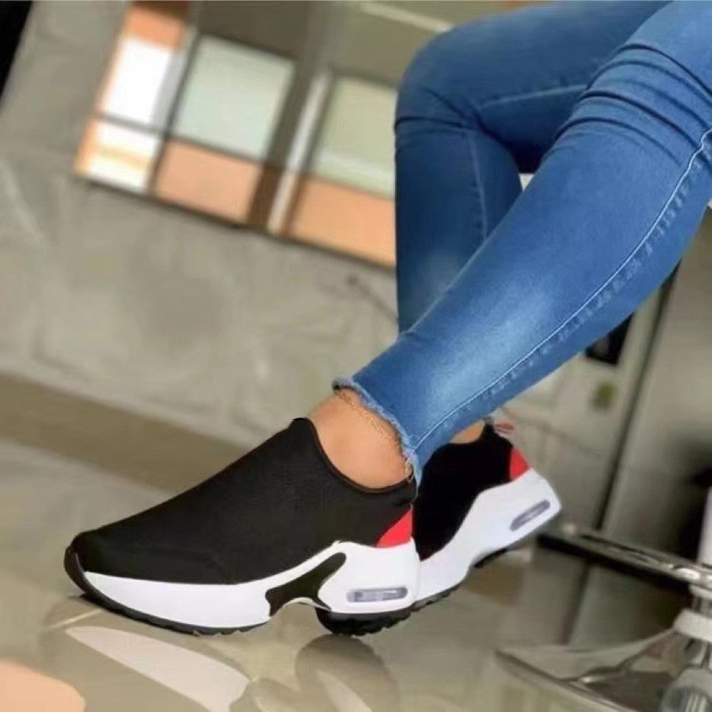 Fashion féminine Stretch Round Toe Knit Sneakers