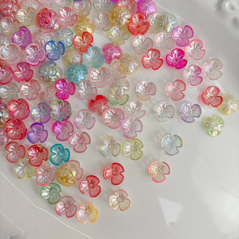 Perles 3-Pétales lumineuses de fleurs acryliques