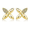S925 Boucles d'oreilles en argent sterling à quatre feuilles