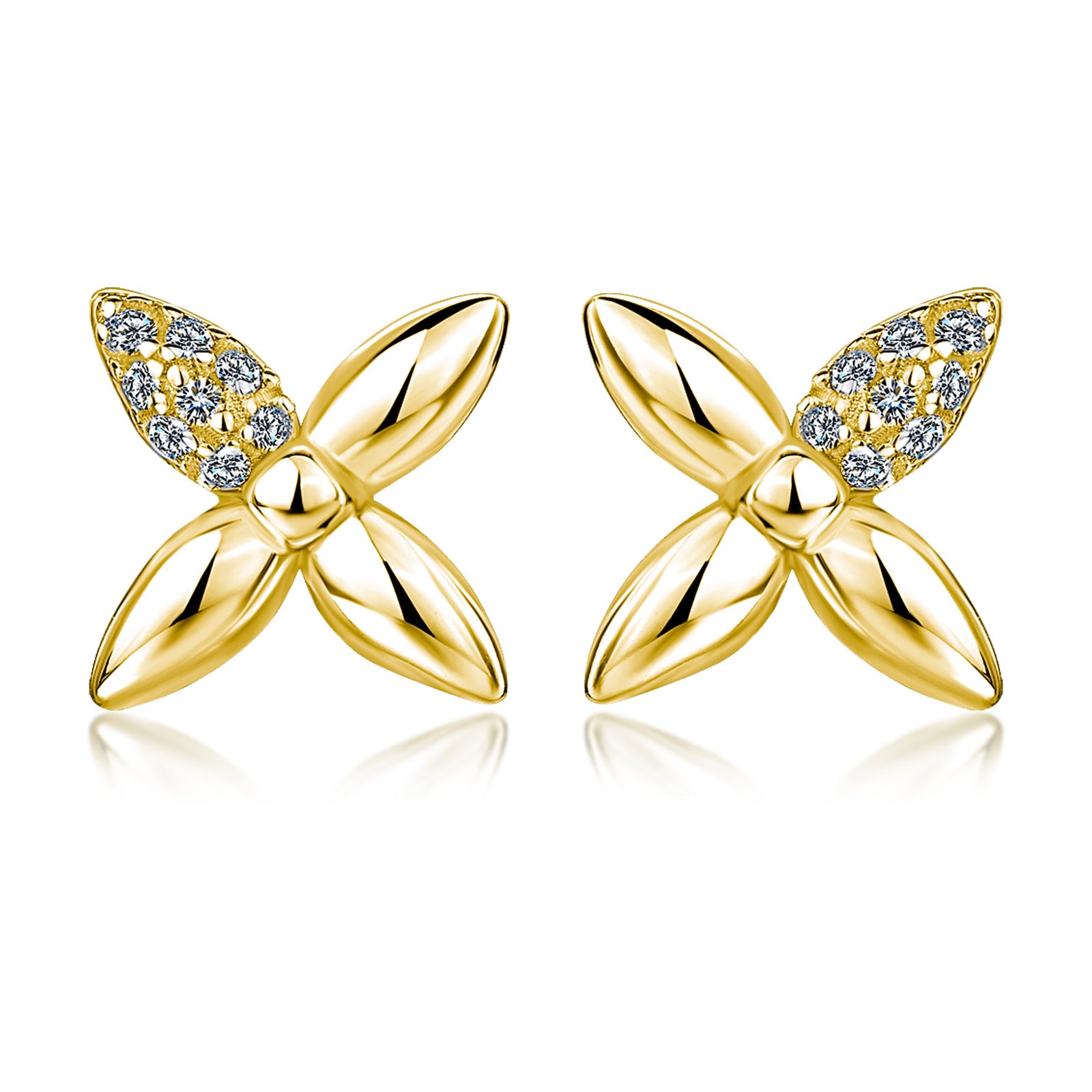 S925 Boucles d'oreilles en argent sterling à quatre feuilles