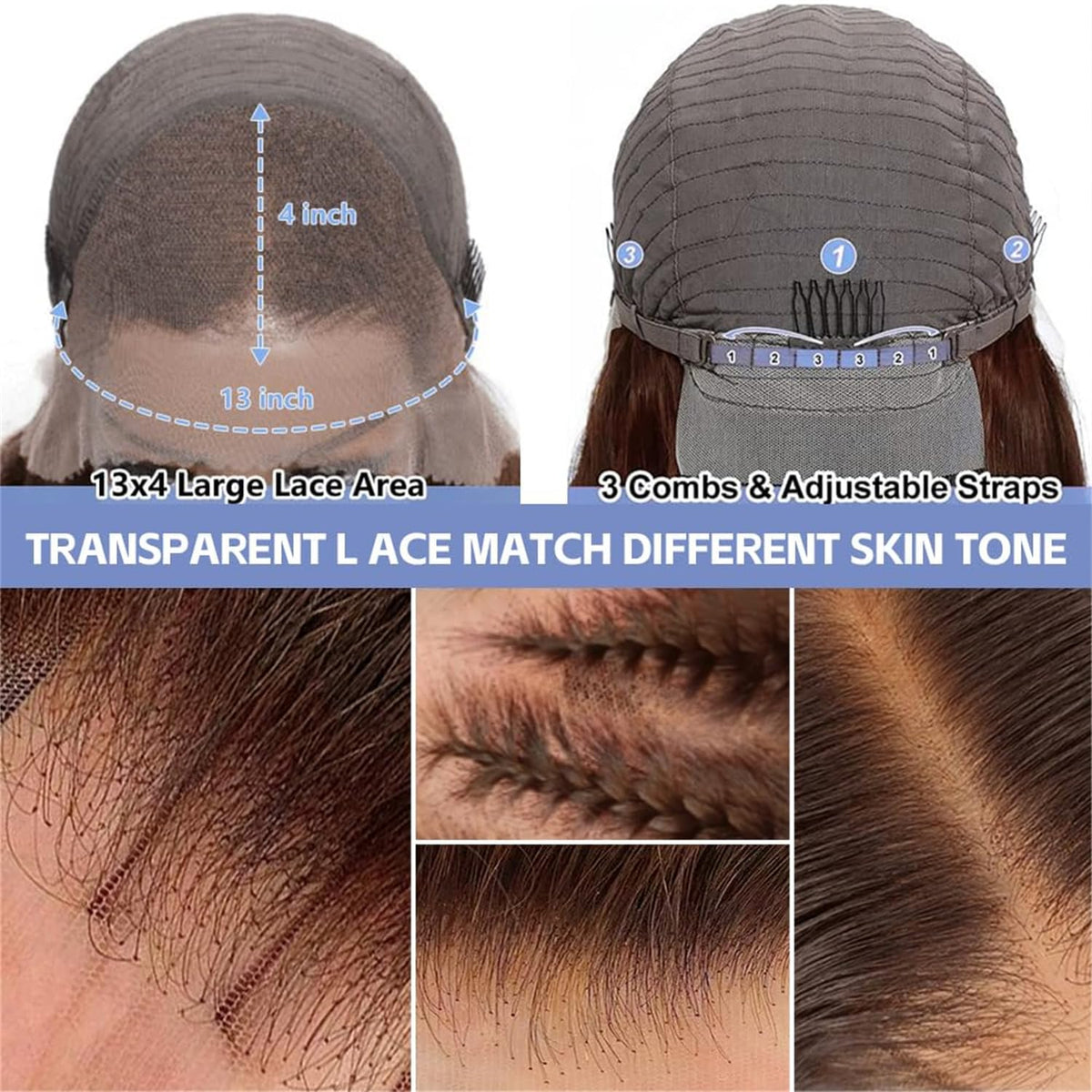 13x4 Lace Front Human Hair Wig Brown Body Density