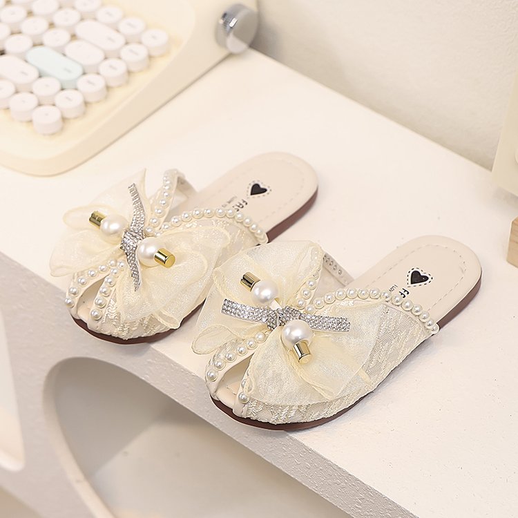 Pantoufles pour enfants de filles Style d'été Poisson Bouche Extérieure Half Drag Sandales Modenable M