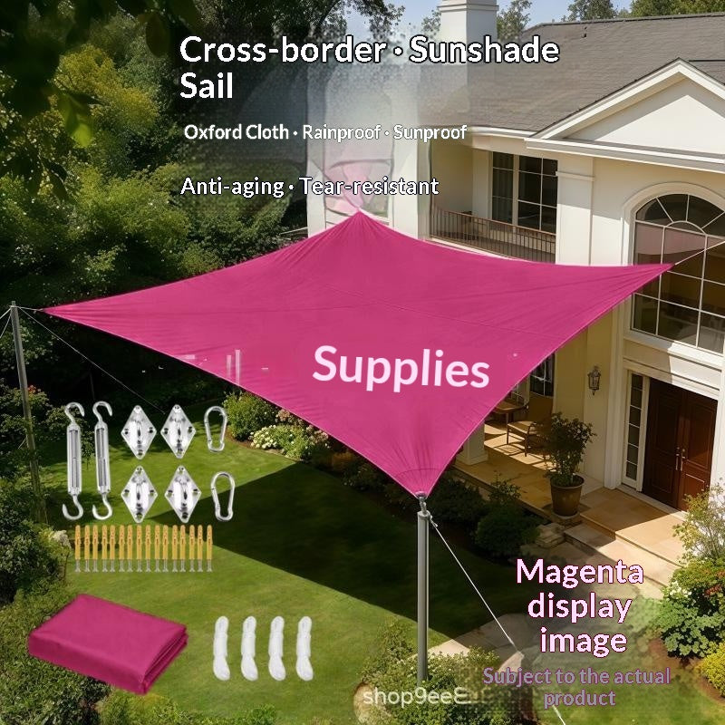 Voile d'ombre solaire à quatre corners avec accessoires pour cour extérieure et utilisation commerciale