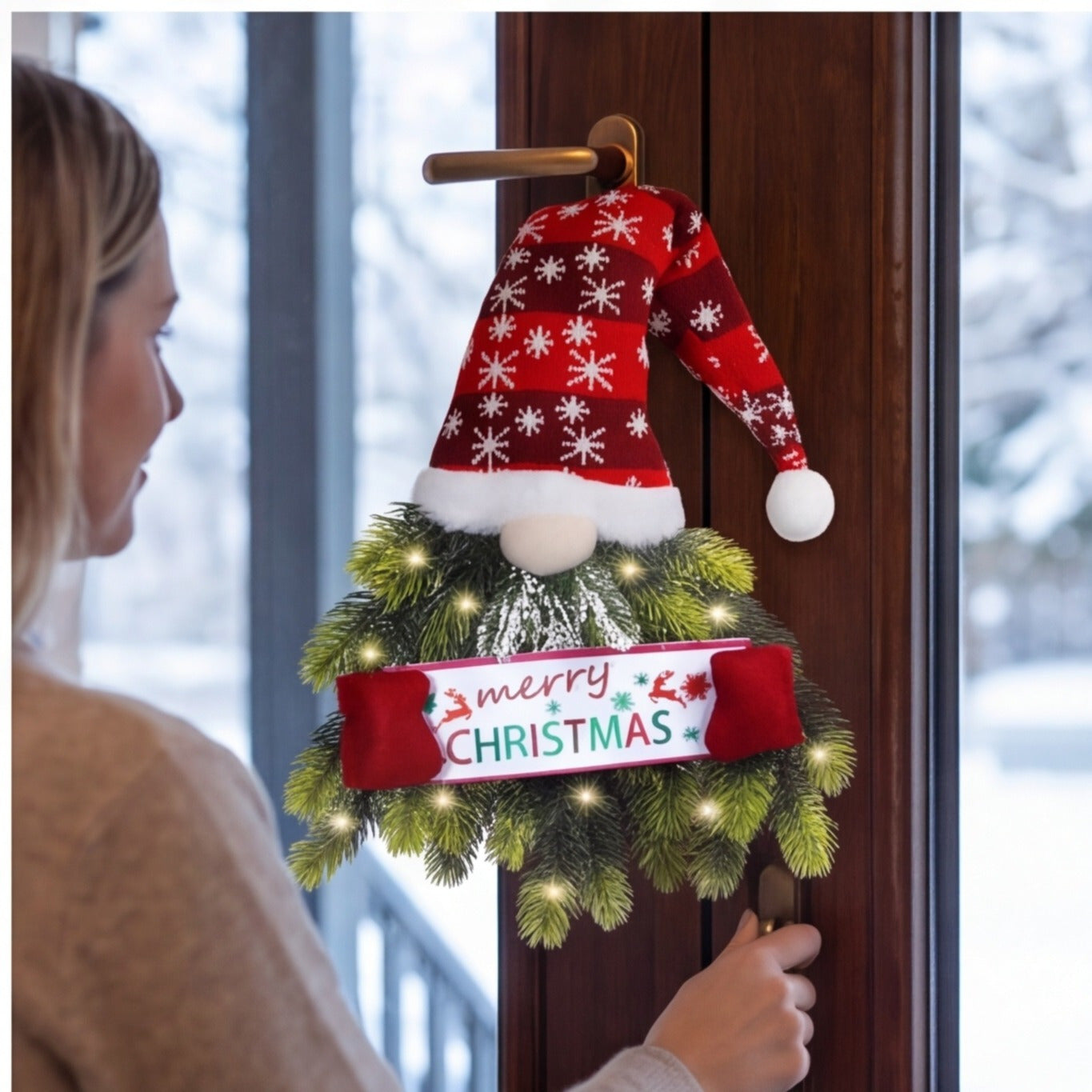 60 cm Noël Elf Wreath comme une décoration suspendue
