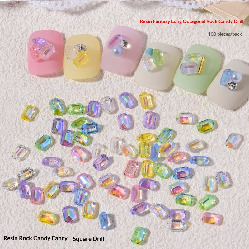 Ensemble de cube de glace Hued d'Aurora en forme de petit clou carré Strass