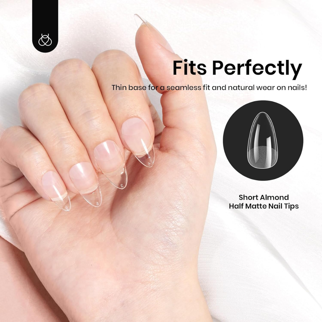 Trucs d'ongle en gel doux Amande courte 288pcs En 12 tailles