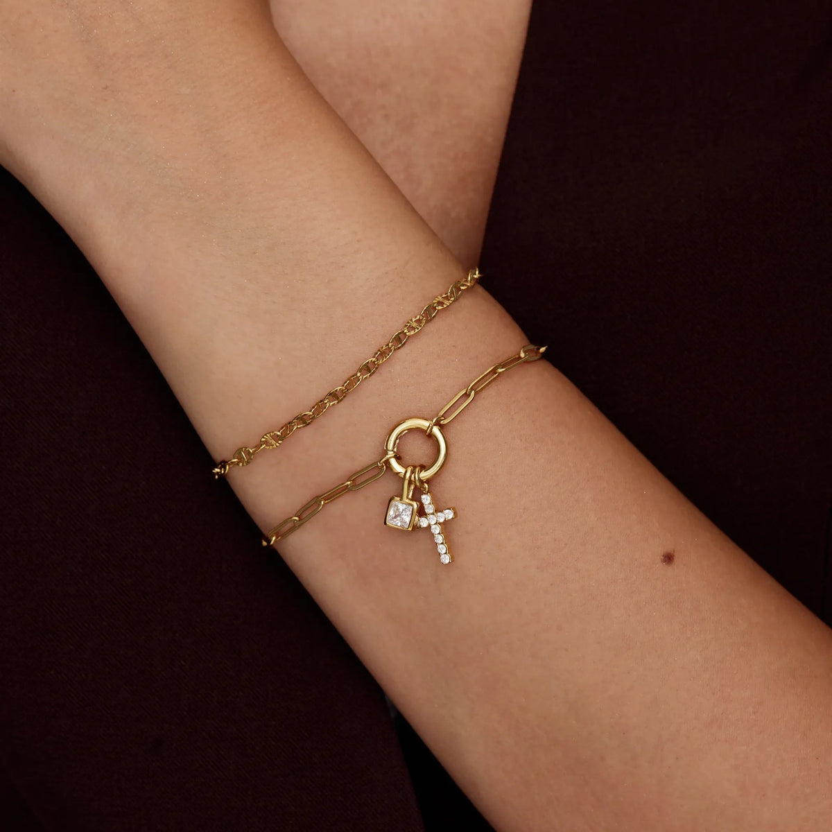 18K gold plated stainless steel paperclip chain bracelet