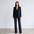 Costume sur mesure à trois pièces Lapel à bouton unique Blazer & V-Neck Waistcoat & High Waist Wid