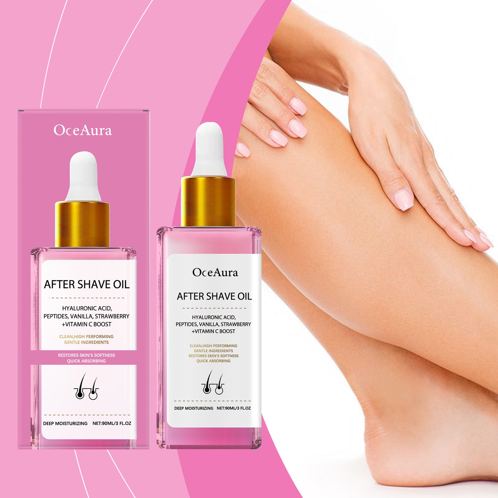 Enlèvement des cheveux et réparation du rasage Huile essentielle Fraise Flavo 90ml 1 boîte