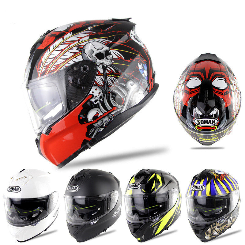Casque d'équitation moto électrique avec double objectif anti-fog