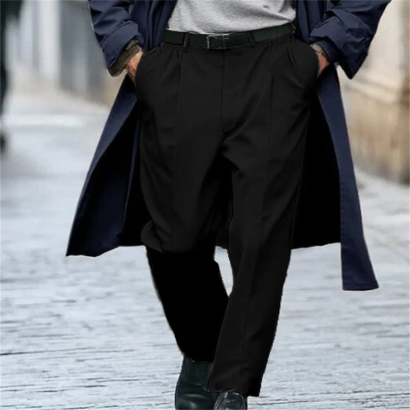 Hommes Affaires Formel Solid-Color New-Style Outdoor Street-Style Straight-Leg Pantalons de costume