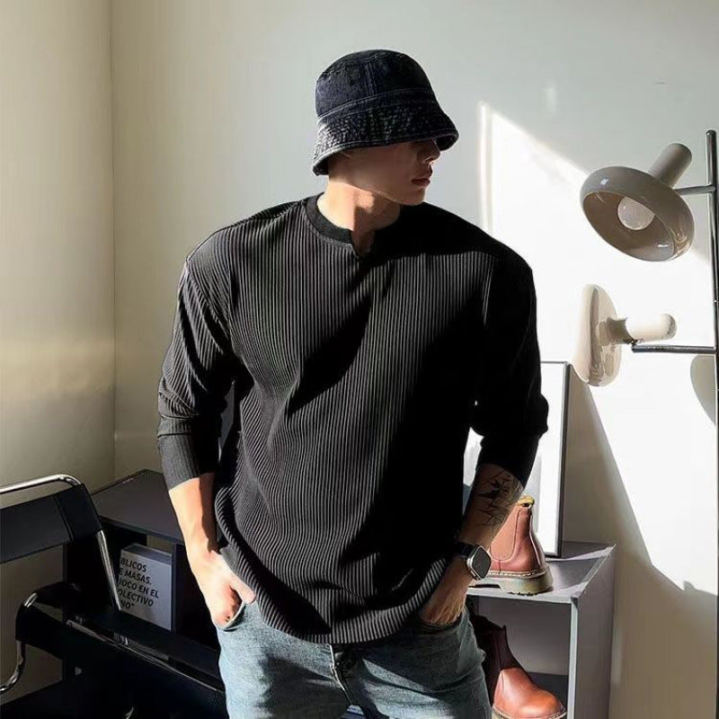 Hommes Col en V Plissé Drapé en forme de ruban