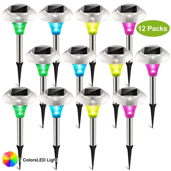 12Packs Solar Garden Lights Outdoor IP44 Waterproof Solar Pathway Lights Couleur Changer La