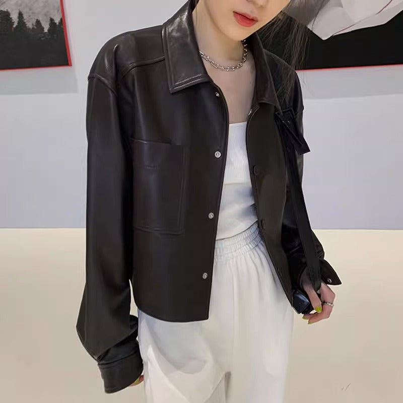 Veste en cuir courte Springautun pour petits individus