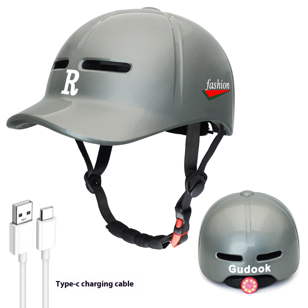 Duck Tongue Integrated Bicycle Helmet Warning Light