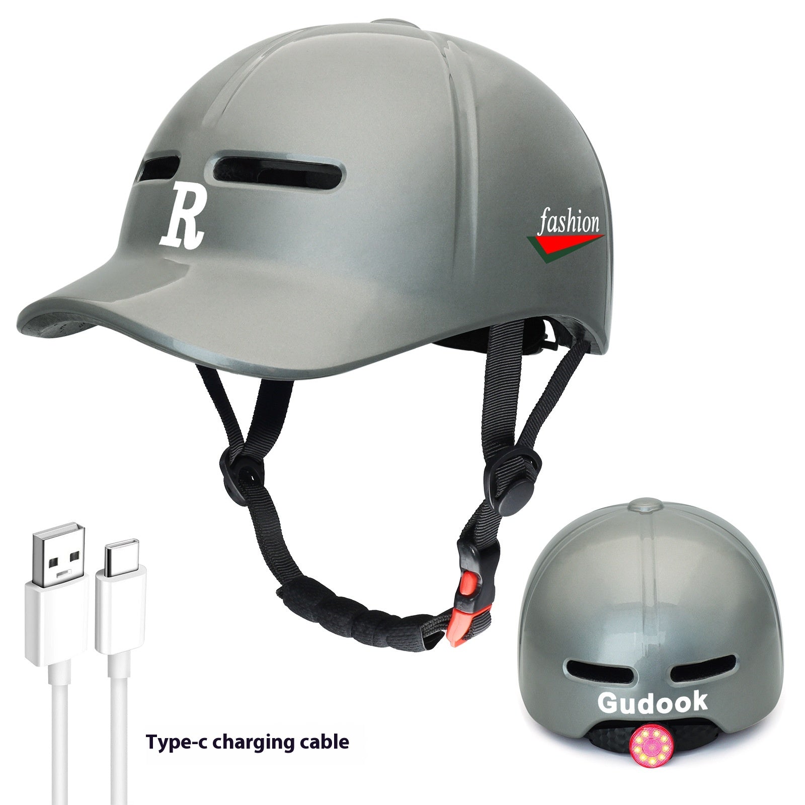 Duck Tongue Integrated Bicycle Helmet Warning Light