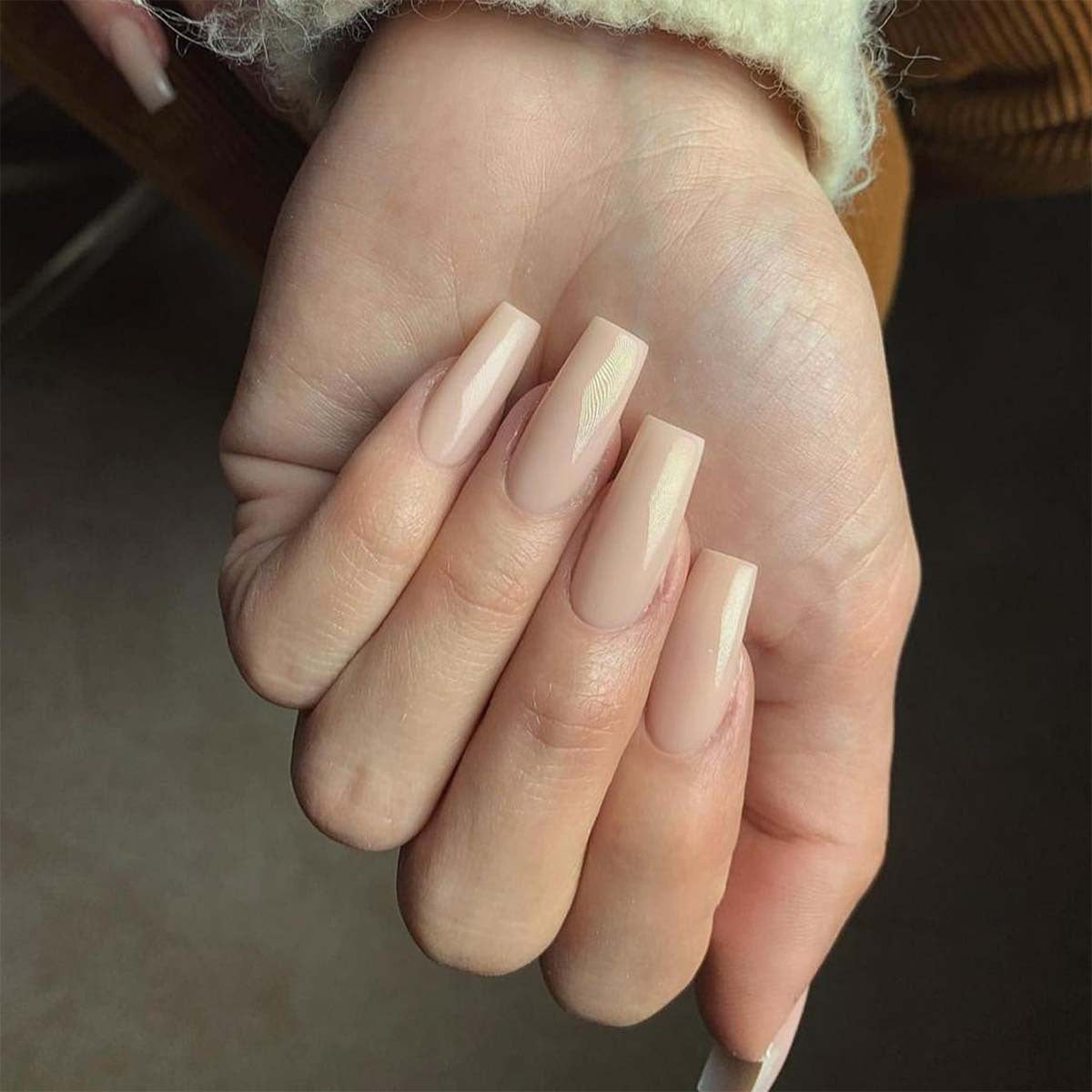 Stickers Nail Minimaliste à Carré Court pour Femmes Faux Nail