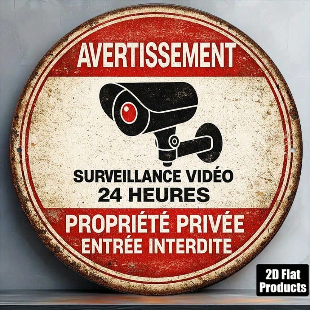 Vintage 24 heures de surveillance vidéo ronde Pas de panneau de passage