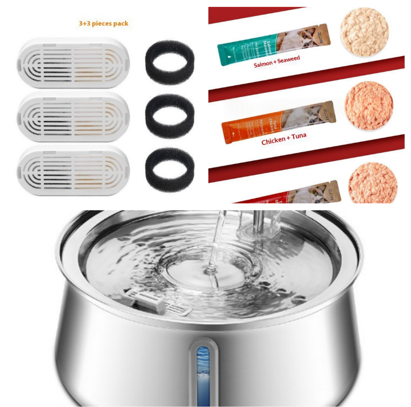 Tous les animaux en acier inoxydable Distributeur d'eau Type de piste ronde Grande capacité Chiens et chats Wat