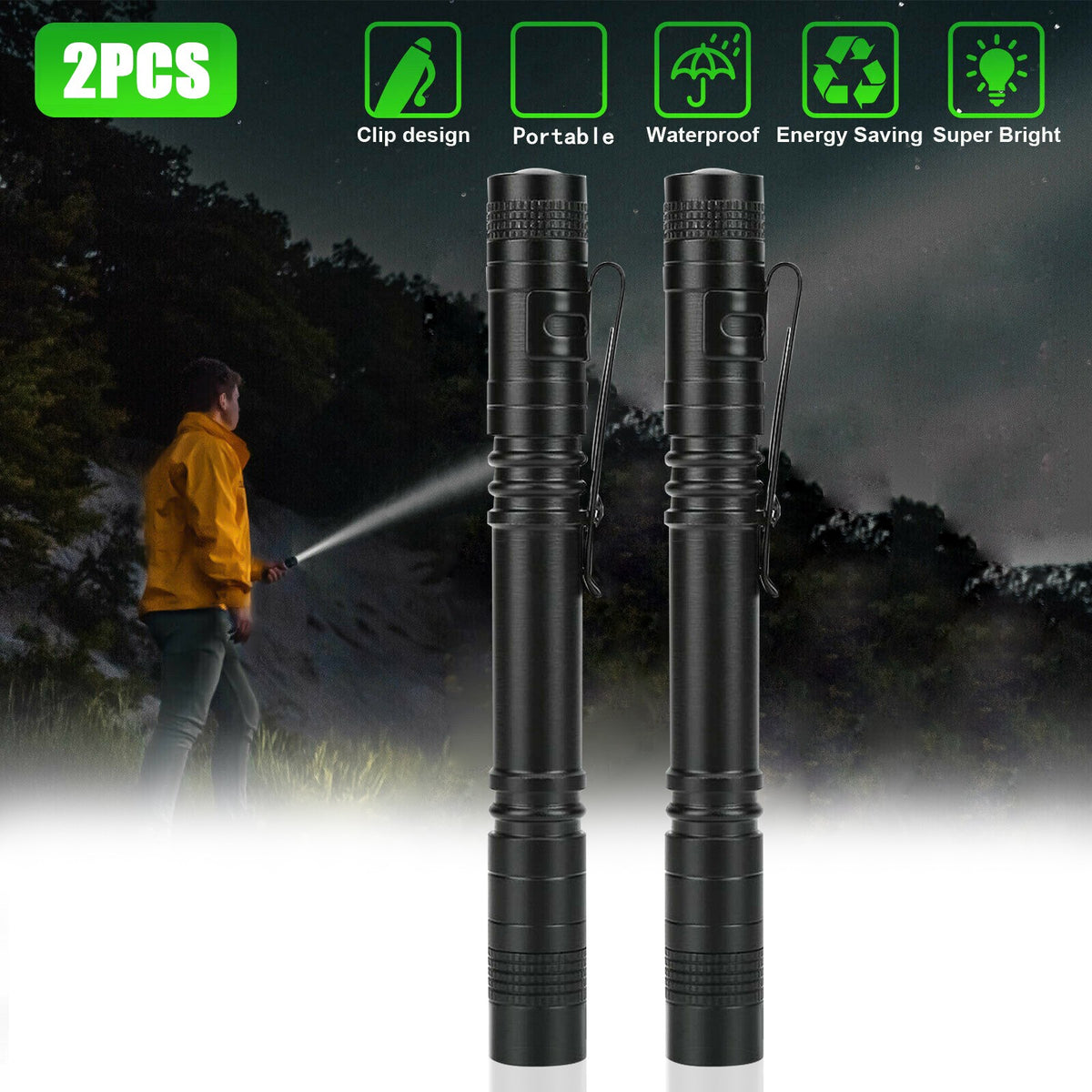 2x Portable AAA LED lampe de poche extérieur ordinaire lampe lampe de poche
