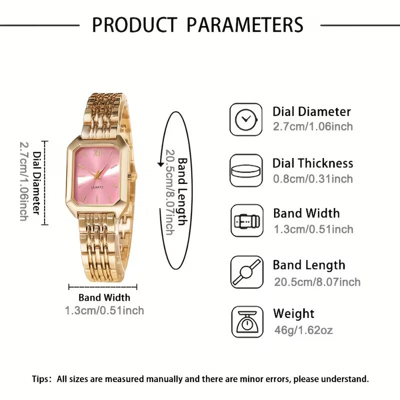 Ensemble de montres à quartz de forme carrée pour femmes