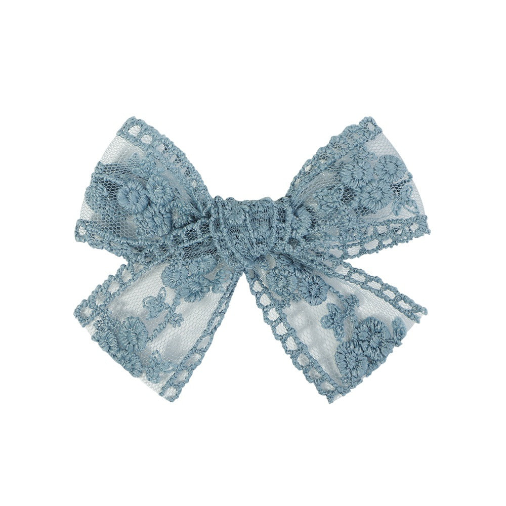 Barrettes de broderie en dentelle pour enfants Bow