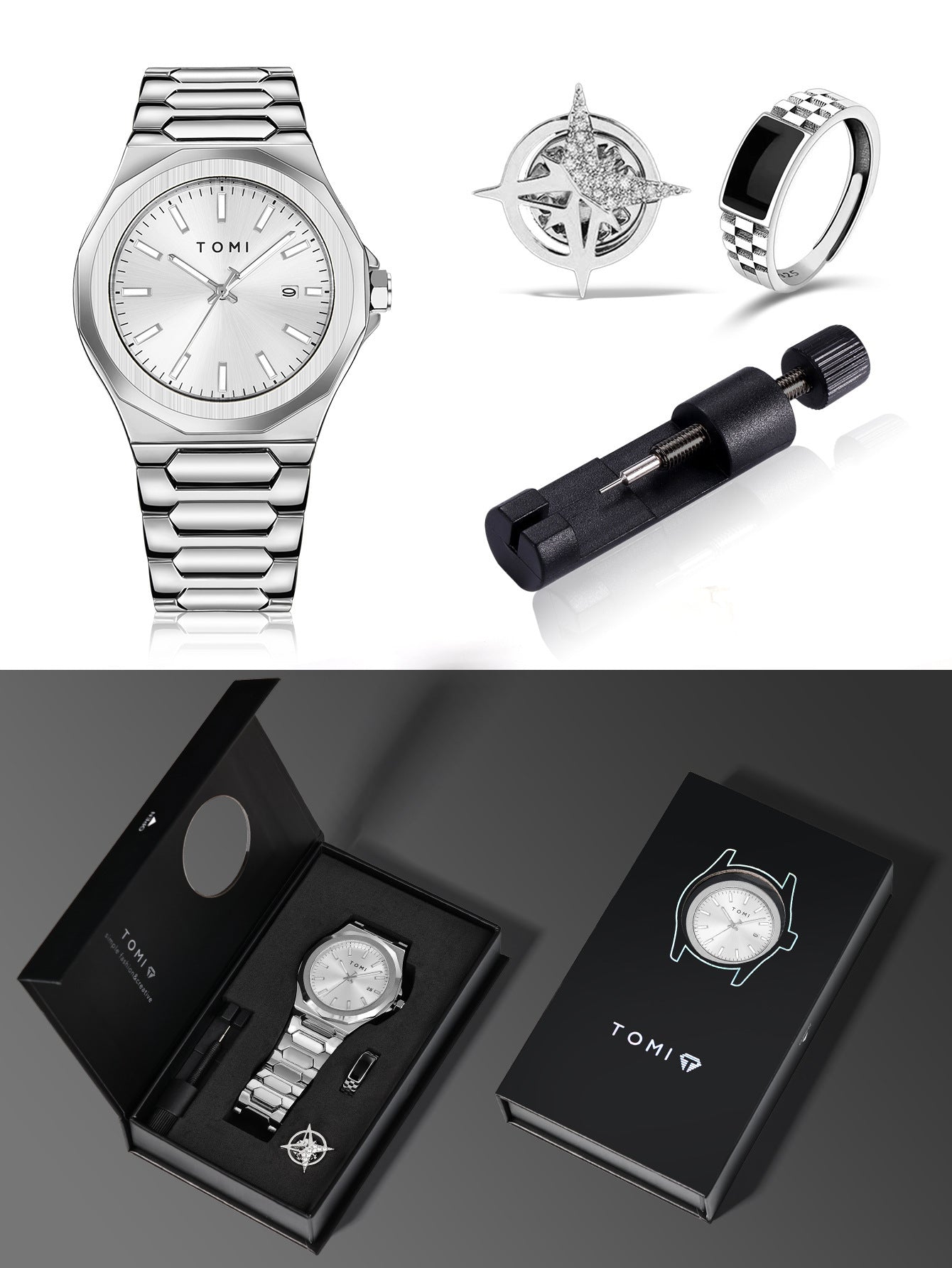 Ensemble de montres en acier classique pour hommes d'affaires