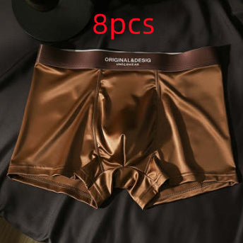 Sous-vêtements en soie de luxe satiné de luxe pour hommes Boxers respirants d'été Boxers