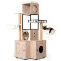 Arbre à chat multifonctionnel de 63" avec boîte à litière - Comprend un coussin lavable amovible