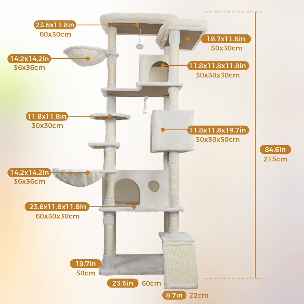 84 dans la tour Beige chat arbre avec grand condo sisal grattement post grand hamac et plateau supérieur