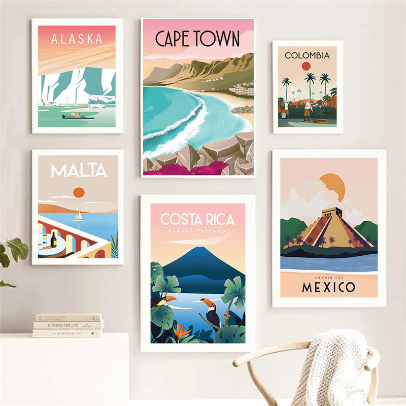 Affiche de voyage de la ville Peinture toile Art Décor