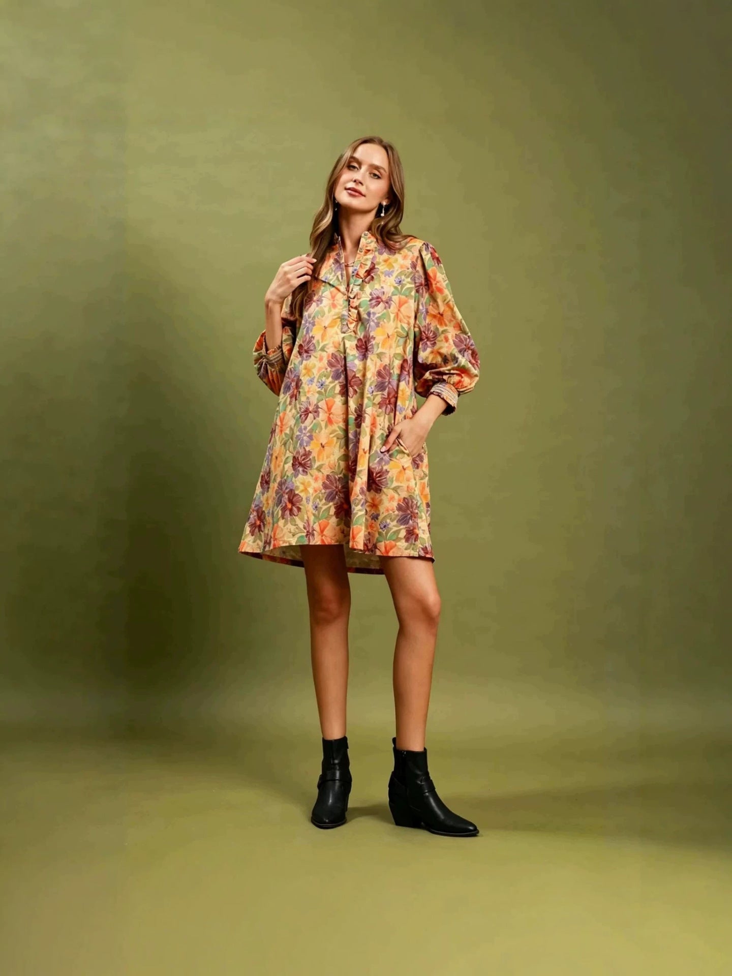 Robes d'arrivée d'été Mode décontractée Littéraire Retro Robe d'impression florale