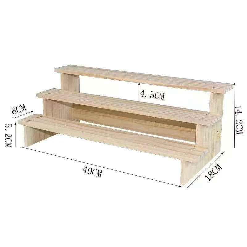 Affichage de rangement en bois à niveaux pour jouets Unité de rayonnage en bois massif