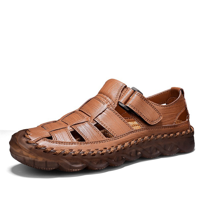Hommes Plage Sandales Outdoor Casual Leather Close-Toe Chaussures Respirantes résistants à l'usure pour M