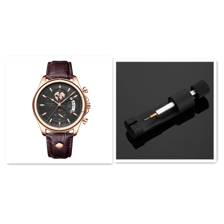 Montre à quartz multifonctionnelle à l'épreuve de l'eau pour hommes