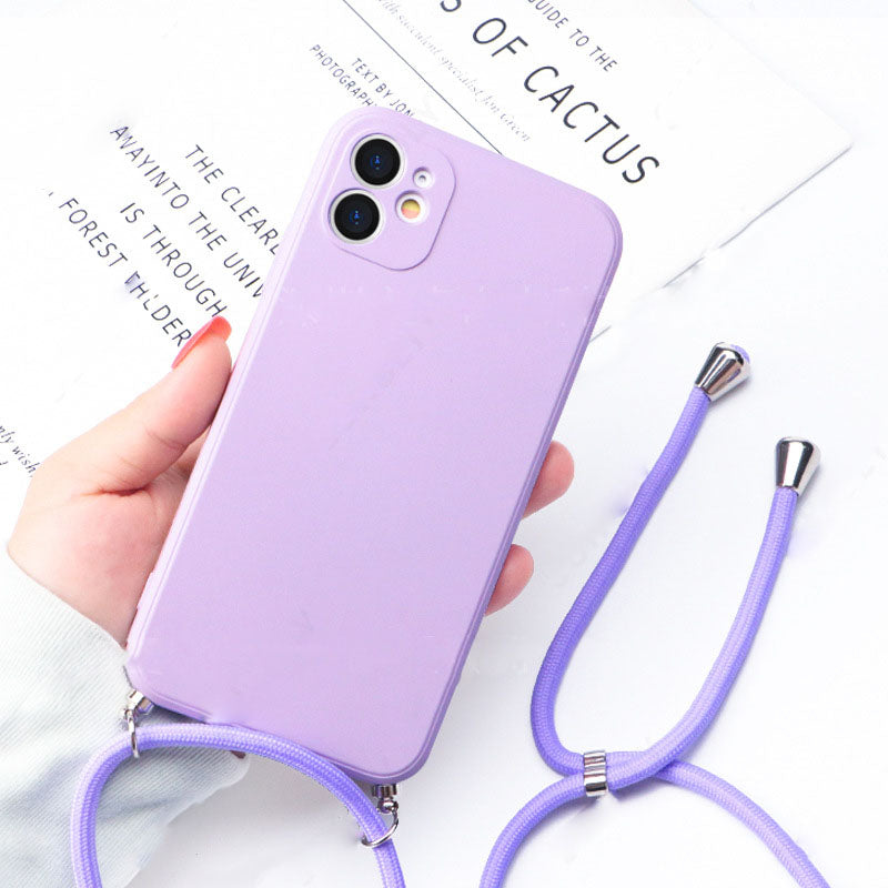Cas de téléphone de lanyard en silicone liquide créatif et simple
