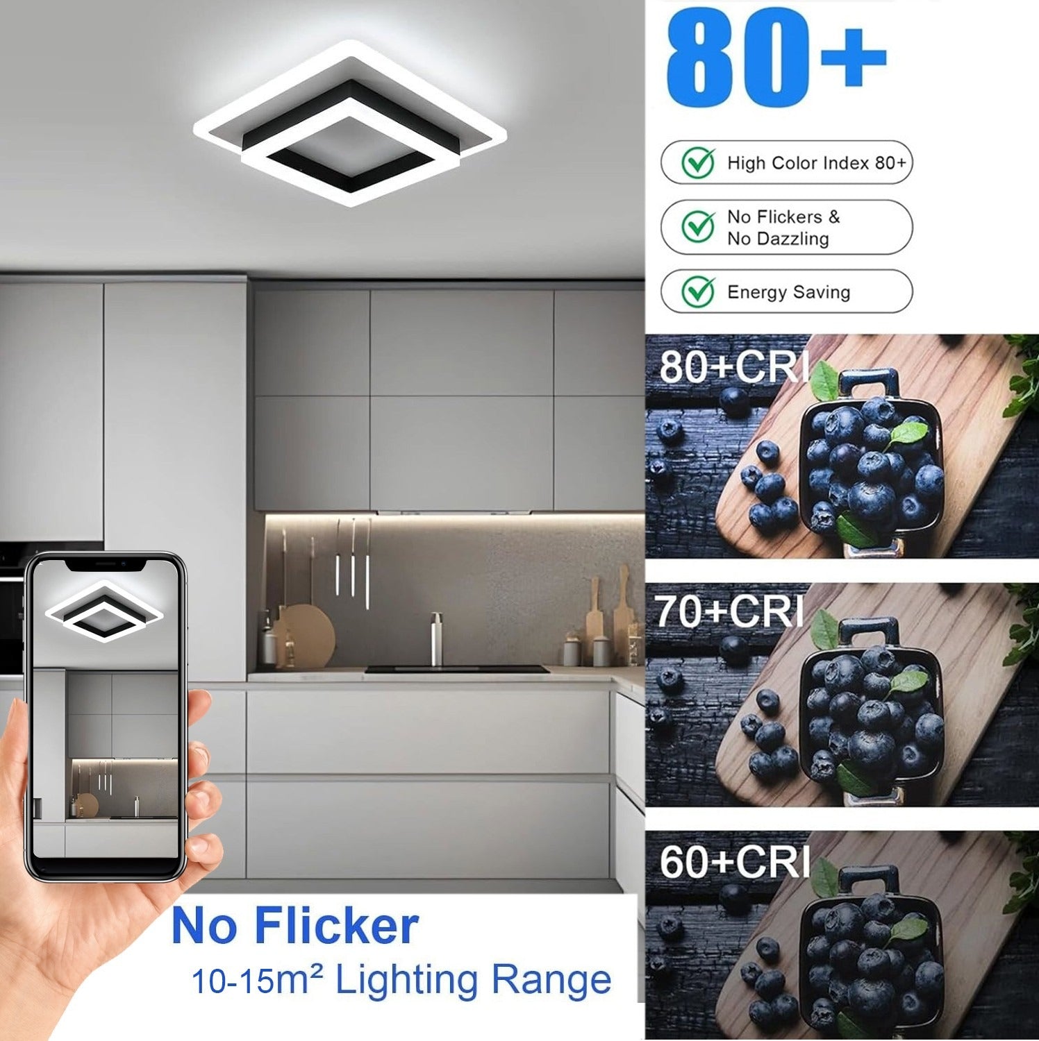 30W Plafond lumière Modern Square LED Cool Blanc Chandelier pour salon
