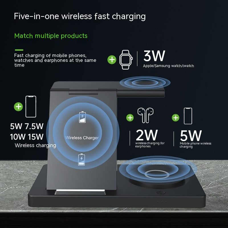 T258 Chargeur pliant 5-en-1 charge rapide