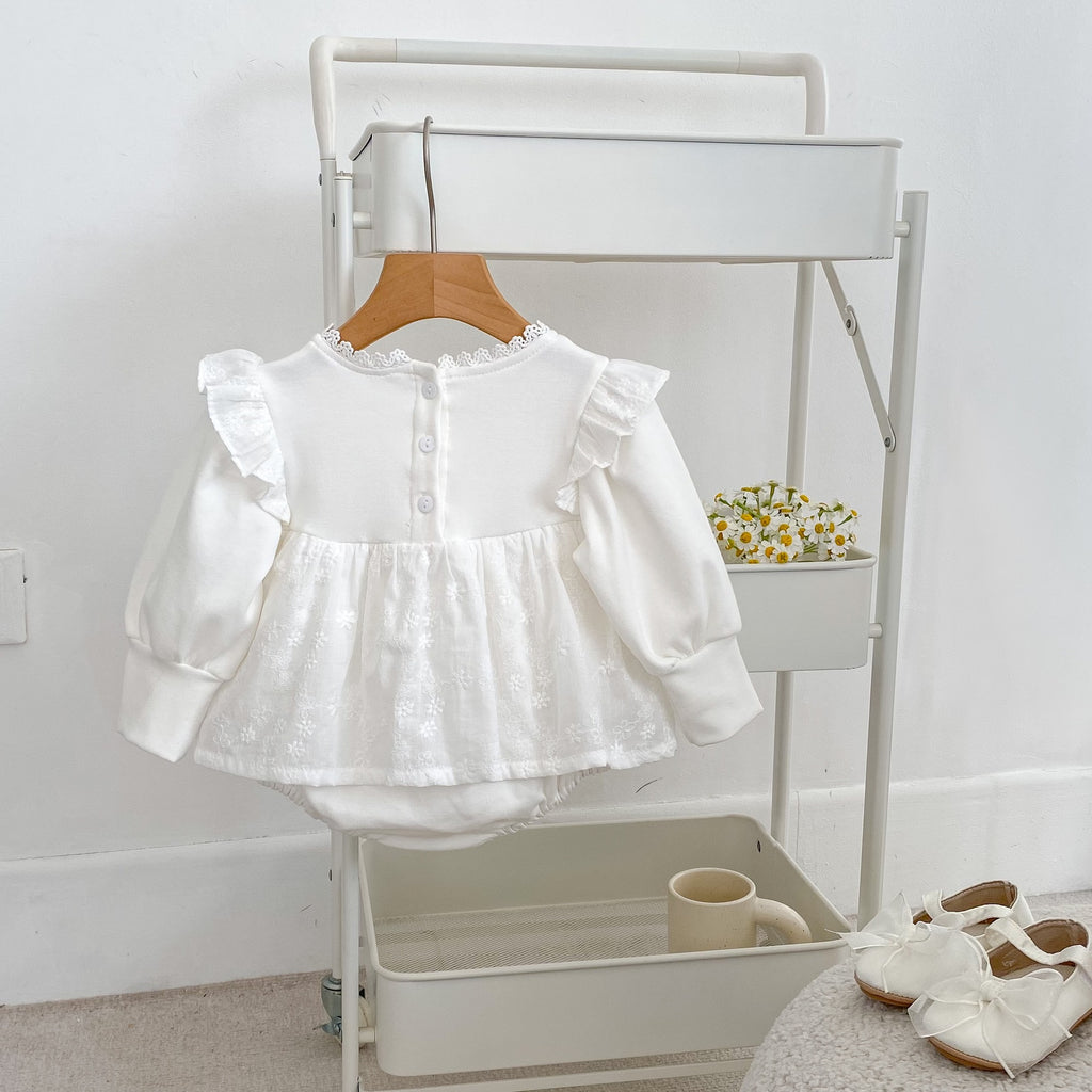 Bébé fille brodée fausse robe de princesse deux-pièces