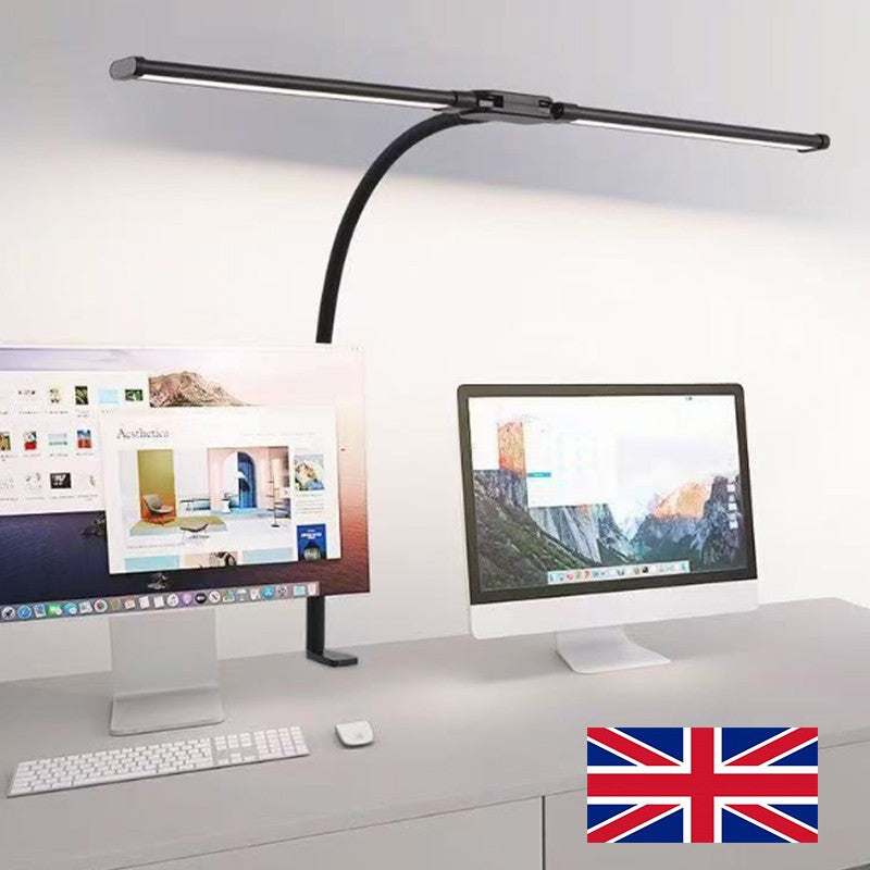 Double tête LED lampe de bureau Dimmable PC moniteur lumière lampe de table USB noir