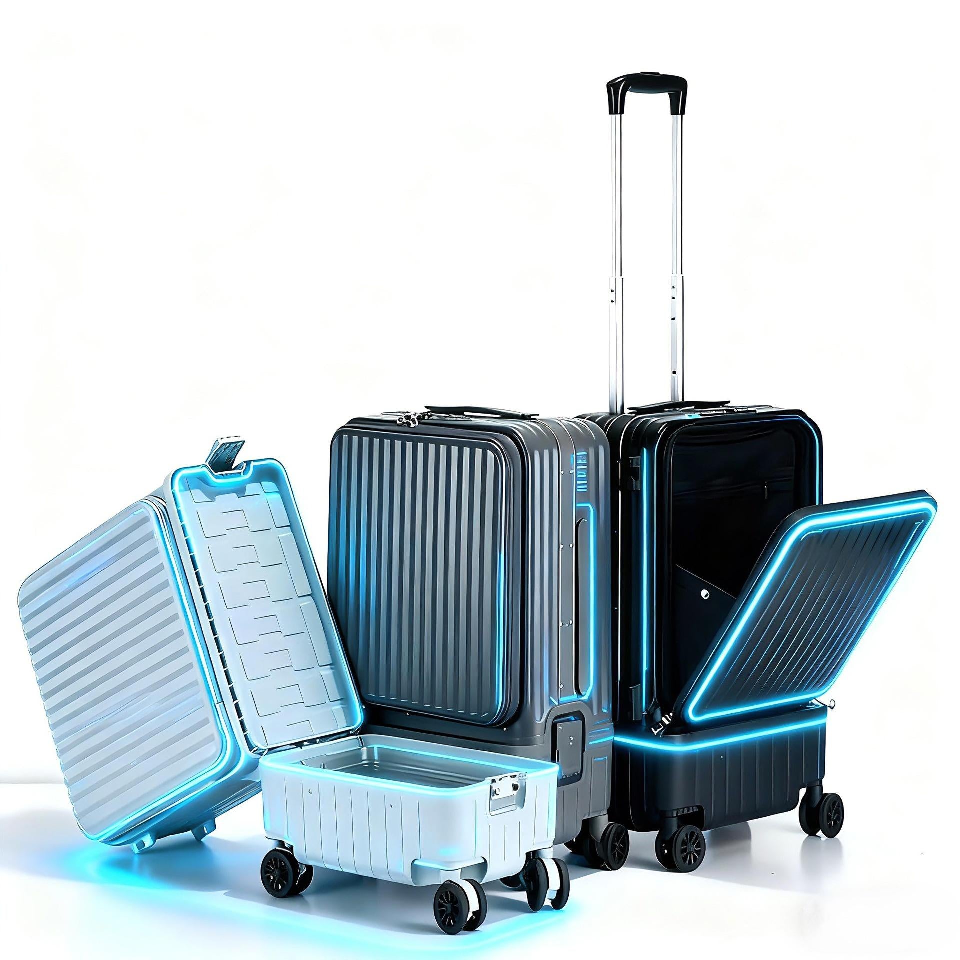 Multifonctionnel ouverture latérale Valise haute capacité avec séparation humide à sec et un Aluminu