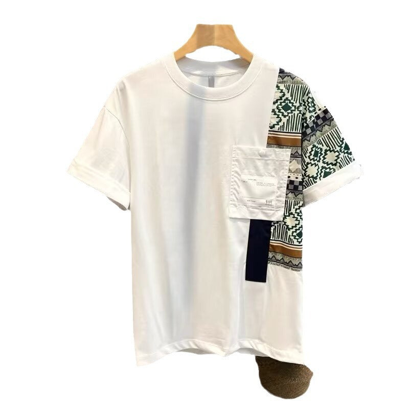 T-shirt pour homme T-shirt de travail d'été Style Couleur Matching Top
