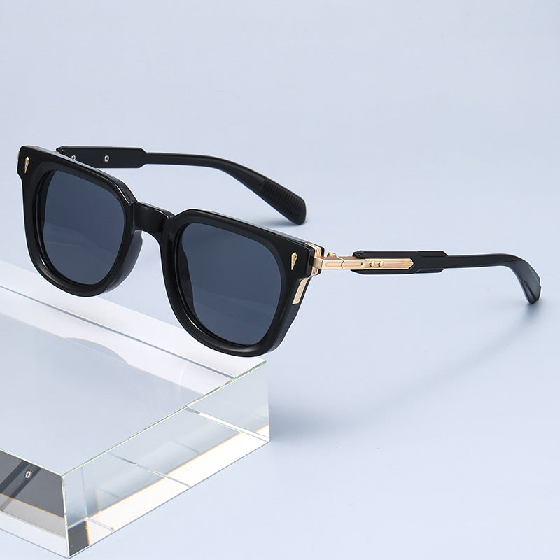 Lunettes de soleil en métal punk à cadre carré à la mode européenne et américaine pour hommes