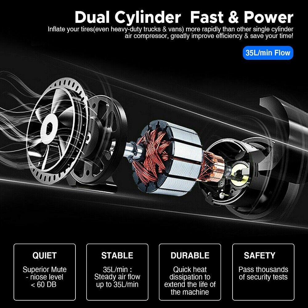 150PSI DUTY PORTABLE 12V ELECTRIC CAR TYRE INFLATOR COMPRESSEUR AÉRIEN