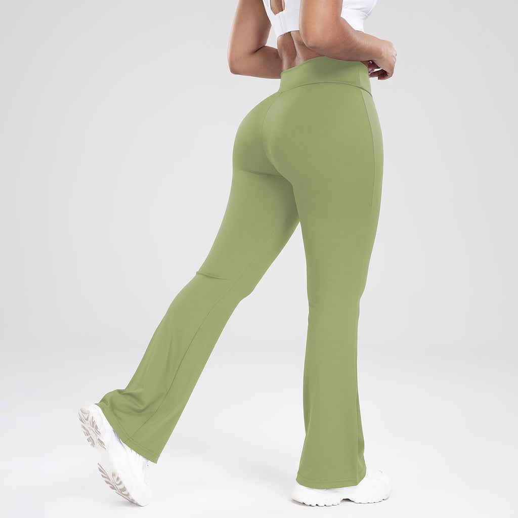 Femmes Crisscross Waist Flared Yoga Pantalons Slim Fit Sports de plein air Casual Bell Bottom Active
