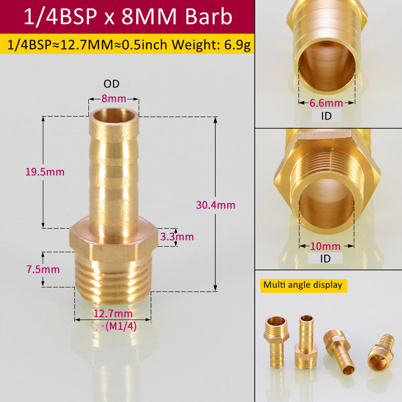 Tuyau de raccord de tuyau en laiton Barb Tail BSP mâle Pagoda gaz connecteur joint en cuivre