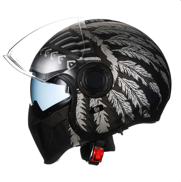 Casque de moto rétro Warrior noir