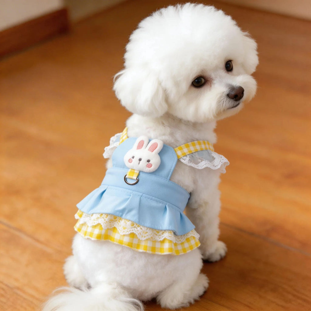 Vêtements pour animaux de compagnie avec attache en laisse Mignon et robe de sangle florale de style princesse douce