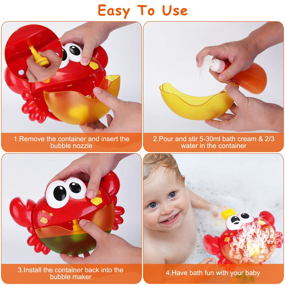 Frog Musical Bubble Bath Maker Jouets de bain de bébé pour baignoires Toddler Bubble Machine pour bain