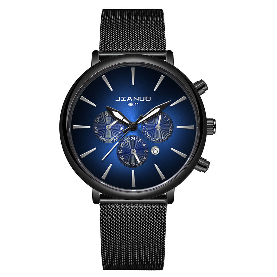Hommes Mesh-band montre mode Quartz Montre avec calendrier adapté aux affaires Et
